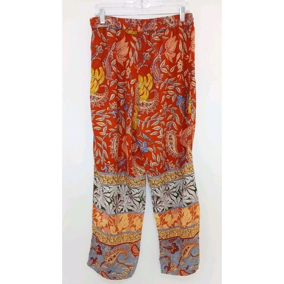 Anthropologie Sonrisa Paisley Floral Red Flowy Wide Leg Beach Pants size medium - Picture 4 of 10